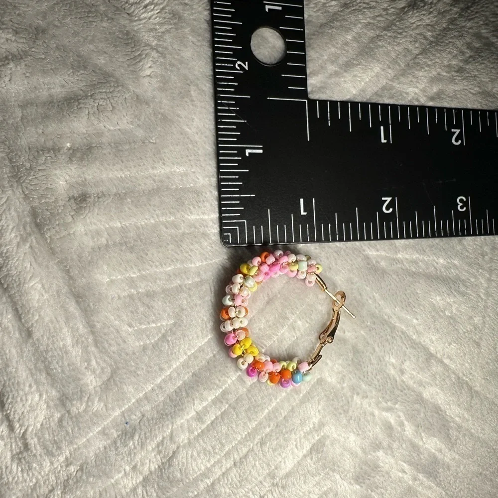 Boho Colorful Rice Bead Hoop Earrings
